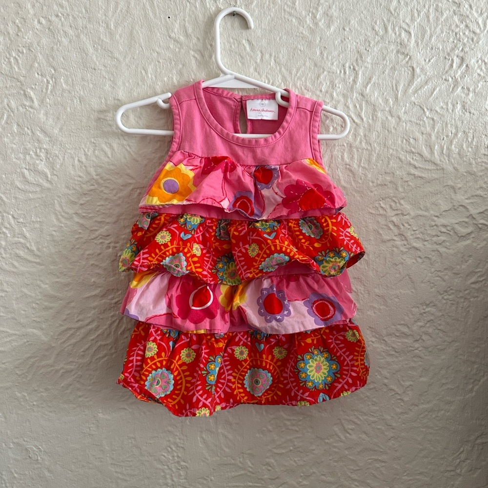 Hanna Andersson Remix Ruffle Top Bella Pink Tank Floral Red Blue Purple 90 3